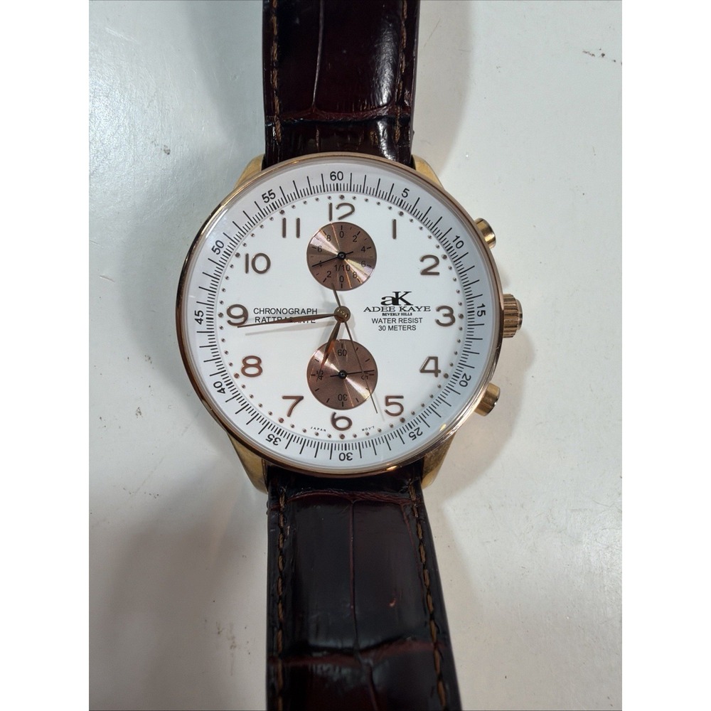 Adee Kaye Beverly Hills Chronograph Rattrapante Quartz Gold Men's Watch